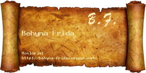 Behyna Frida névjegykártya